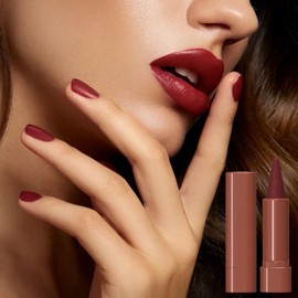 Retro Red Matte Lip Stick, Long Lasting Lipstick for Women, Hot Color Smooth Full-Coverage Moisturizing Waterproof Lip Pen, Deep Red Tinted Lip Balm Gift for Women