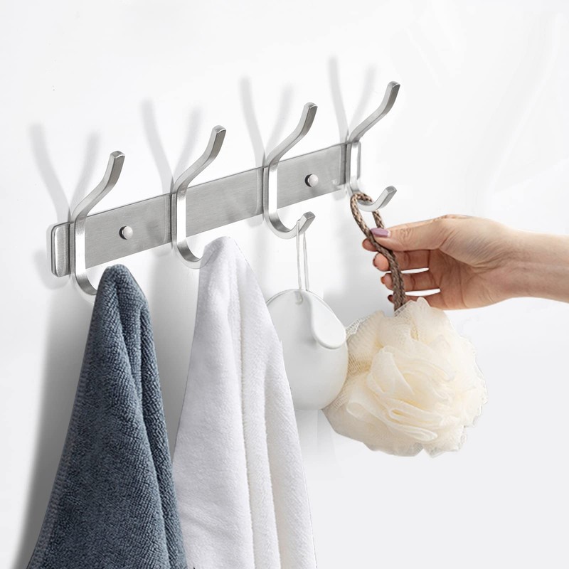 MEIJO Stainless Steel Coat Hook, Wall Coat Hook with 4