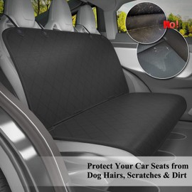 VIVAGLORY Back Seat Cover for Dogs, No-Skirt Design, Quilted & Durable 600 D Oxford 4 Layers Pet Bench Protectors with Anti-Slip Backing for Most Cars, SUVs & MPVs, Black, 46" L * 57" W