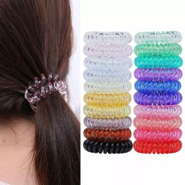 Unbranded 5pcs Girl Gel Stretch Plastic Spiral Phone Cord Hair Ties Band Coil High Quality