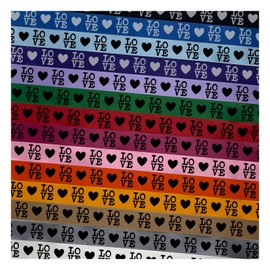 Love Text Stacked Satin Ribbon for Bows Gift Wrapping DIY Craft Projects - 3 Yards - Green Ribbon/Black Printing - 1 Inch Width