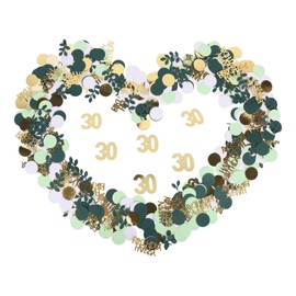 Moorle Birthday Green Gold Confetti, Pack of 200 Table Decoration 30, 30th Birthday Decoration Confetti, Confetti Confetti Birthday, Decoration 30th Birthday for Men and Women