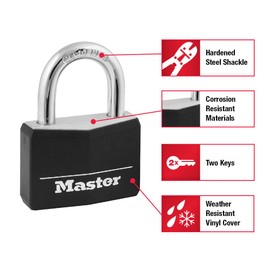 Master Lock Covered Padlocks with Key, Outdoor Locks, 2 Pack, 141T