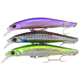 momolures - ULTIMA ARTIST SWIMMER 80mm Sinking Minnow for Bass, Seabass, Pike, Zander, Trout, Salmon lure fishing (3 Pieces Assort #02)