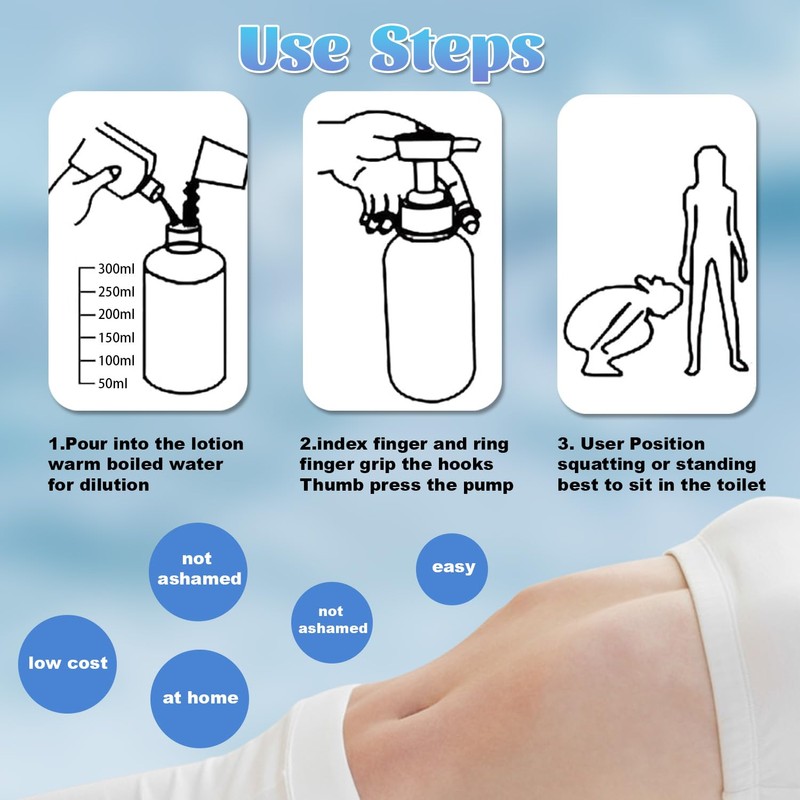 300ml Pump Action Enema Bottle with Nozzle Washing Cleanser System