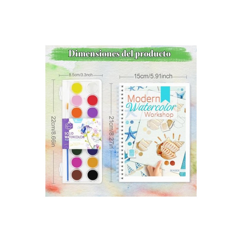 Libro Acuarela para Principiantes Set de Arte Playa