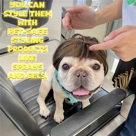 Funny Dog Wig with Hair Clips – Cute Pet Costume Accessories for Dogs & Cats, Party & Photoshoot Pet Wig for Small, Medium & Large Dogs