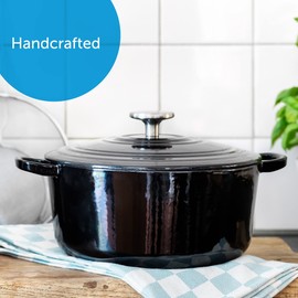 BK Bourgogne Enameled Cast Iron Induction 4.4QT Nonstick Dutch Oven, PFAS Free, Dishwasher Safe, Jet Black