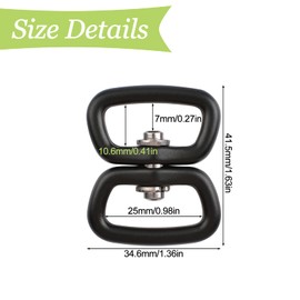 UFURMATE Swivel Clip, 3Pcs Space Aluminum Double Ended Swivel D-ring Hooks Dog Leash Swivel Hooks Chain Swivel Connectors for Dog Walking Camping Hiking (Black)