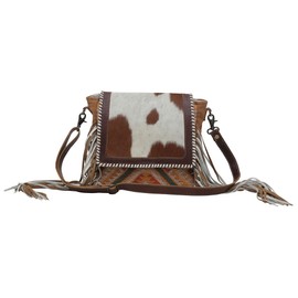 Myra Bag Western Leather Shoulder Bag for Women - Upcycled Canvas Crossbody Bag Spotted Mocha, Spotted Mocha