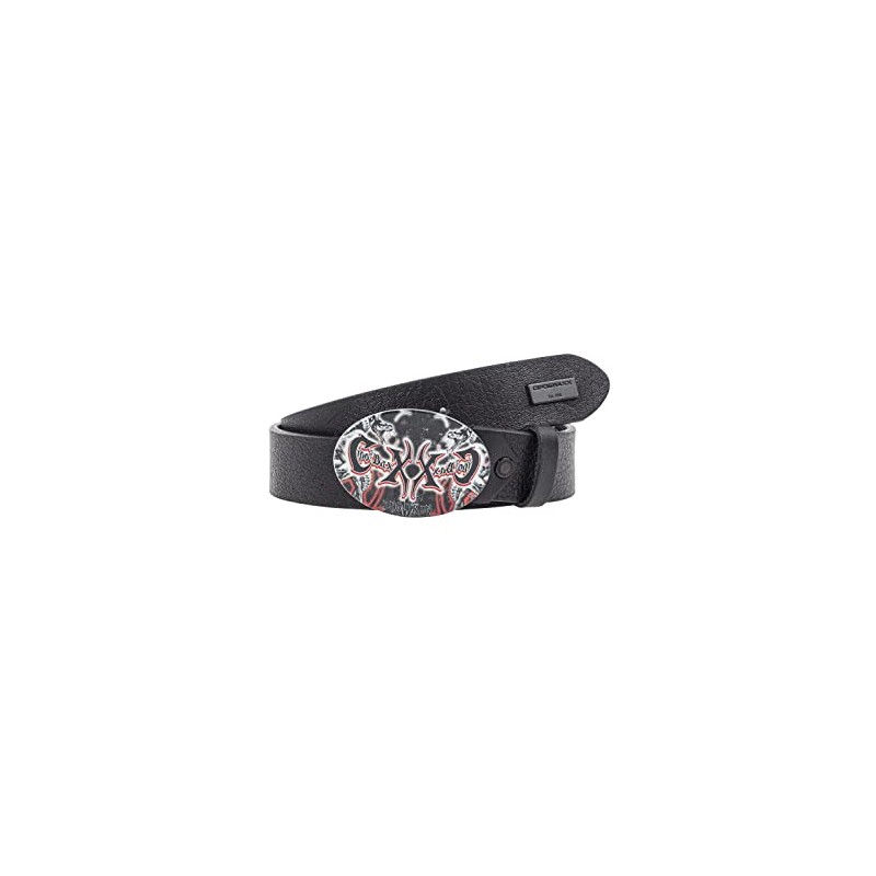 Cipo & Baxx Men's Leather Belt Snake Print Oval Clasp