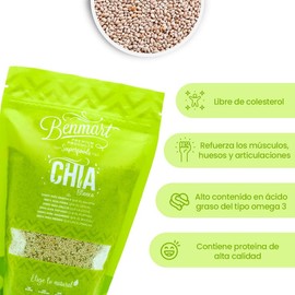 Benmart - Chía blanca - 4 pack 1.4 kg - Semillas premium ricas en fibra y omega-3 - Fuente natural de proteínas, antioxidantes y sin gluten ni azúcar 