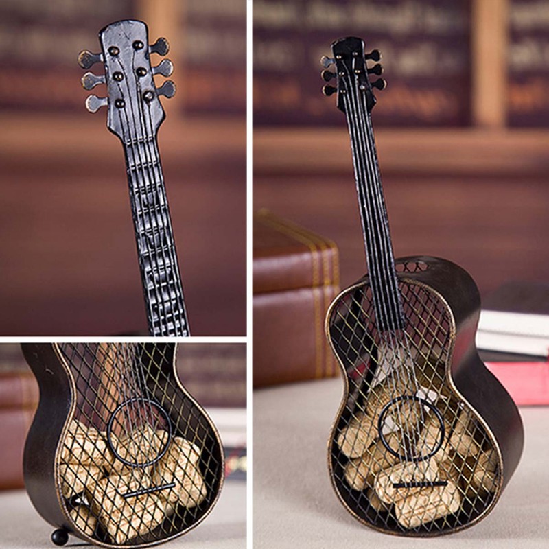 Guitar Shaped Wine Cork Container Wine Bottle Stopper Organizer Home