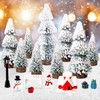 ROLLWAY Mini Christmas Tree with Snow Miniature Figures Set, Artificial