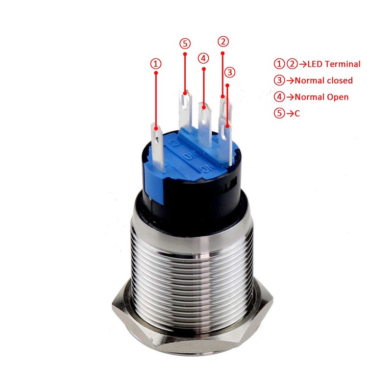 ZOYSEAY Horn Push Button Switch with Blue LED Backlit Symbol,