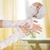 TeeYee Women's Floral Lace Elbow Length Arm Sleeves - White