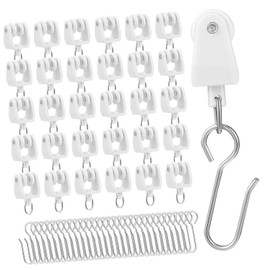 Rollers De Planeador De Pista para Cortinas con Ganchos para Rieles De Cortina Accesorios De Plástico Y Hierro Paquete De 30 Juegos Uso En Ventanas Dormitorios Y Sala