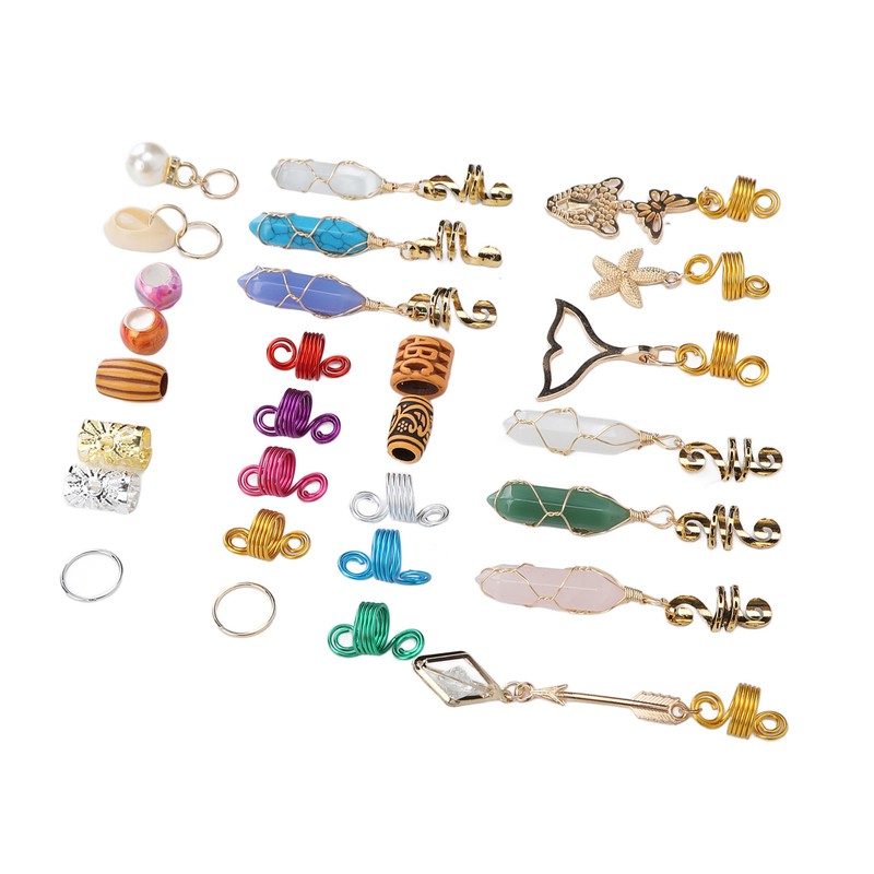 129pcs Dreadlocks Hair Rings Alloy Exquisite Shapes Hair Braiding Cuffs