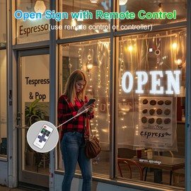 30" x 10" Large LED Open Sign with Remote Control High Bright Visibility Business Sign 14 Mode Electric Display Sign Suitable for Shop, Bar, Hotel, Retail and Restaurant