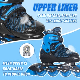 Inline Skates for Boys, Outdoor Adjustable Roller Skates for Kids Youth with Beginners Full Illuminating Safe Durable Blue Size 10C 11C 12C 13C