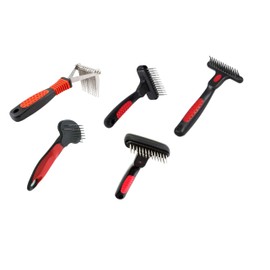 Pro Dog Grooming Undercoat Deshedding Pin Rake Combs Fur and Coat Control (Set of All 5 Rake Combs)
