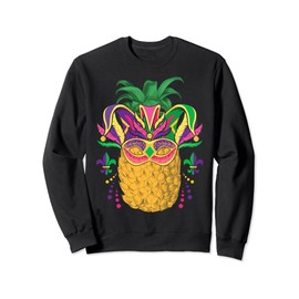 Mardi Gras Jester Pineapple Mask Carnival Party Fruit Lover Sweatshirt