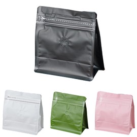 Roppolo 50 Pcs 0.5lb Balck Sqaure Coffee Bean Bags with Valve, Easy Tear Open & Repeating Sealed Zipper, Heat-Seal Stand Up & Flat Bottom Coffee Bag, 8oz Capacity 7.6.1x6.5 Inch