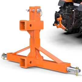 Orange 3 Point Hitch Receiver with Dual 2” Receiver, 3 Point Trailer Hitch for Tractor, Fit for Standard/5th Wheel/Goose Neck Connections, 3 Pt Quick Hitch Farm Equipment and Subcompact Trailer Hitch
