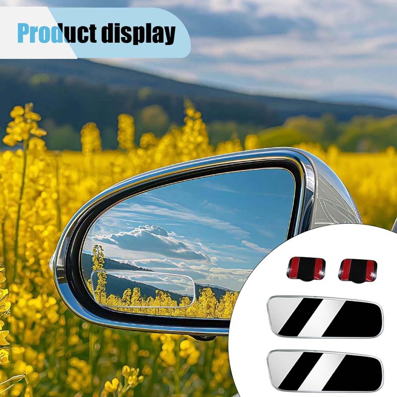 2PCS Car Rearview Blind Spot Mirror, 3.7" x 1.4" HD