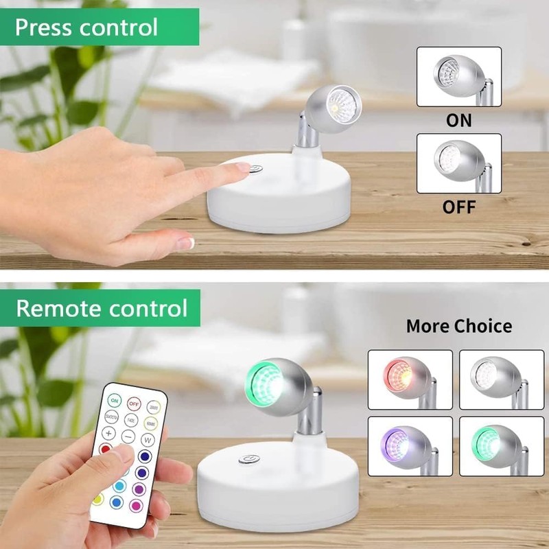 KINDEEP RGB Wireless LED Spotlight, Battery Operated Accent Lights, Indoor