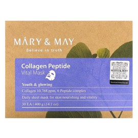 Mary & May Collagen Peptide, Vital Beauty Mask, 30 Sheets