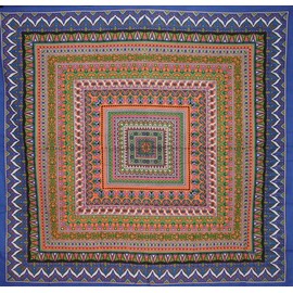 India Arts Geometric Pattern Square Cotton Tablecloth 70" x 70" Multi Color