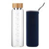 sunkey Glass Water Bottle 32 oz Wide Mouth with Sleeve