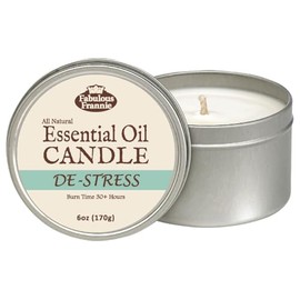 Fabulous Frannie De-Stress Aromatherapy All-Natural Soy Candles Cotton Wick High Pure Essential Oil Scent 40 Hours Burn Time Gift for Women & Men 6 Ounce (Pack of 1)
