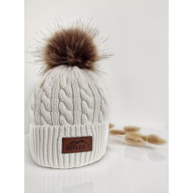 Reflex Life 100% Cotton Faux Fur Removable Pom-Pom Kids Winter Hat For Children Beanie