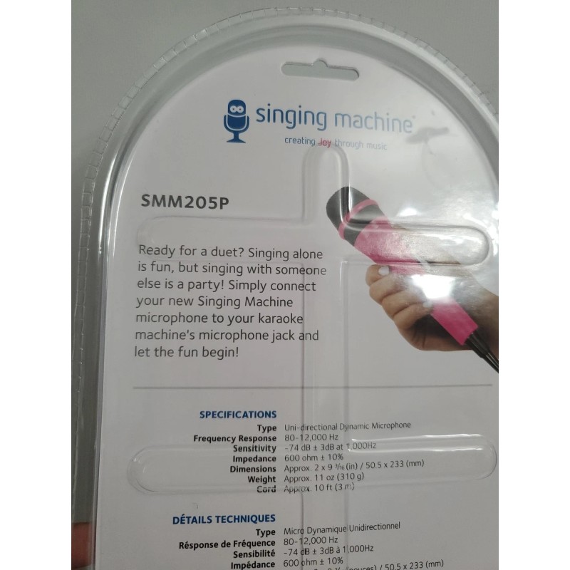 The Singing Machine Singing Machine Unidirectional Dynamic Microphone SMM205P Pink