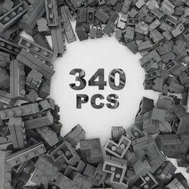 Newbeoding Classic Building Bricks, 340 Pcs Masonry Profile Bricks Wall Bricks Blocks, Compatible with Major Brands Parts and Pieces, Creative Building Block Toys (340 Pcs) (Dark Gray)