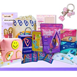Period Kit for Tweens - First Period Kit for Girls 9-12 10-14 for School- Comfort Fit Feminine Pads Designed for Tween Teens Needs- Period Bags for Teen (Pink)