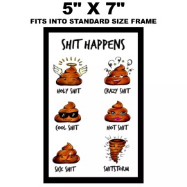 TBA Wholesale Funny Bathroom Signs Sticker Sh*t Happens Vinyl Decal. Fit In Any 5" X 7" Frame.