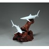 BLUE SHARK DUO Sculpture by JOHN PERRY 7 in high