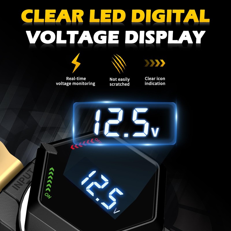 AWBLIN Top Post Battery Disconnect Switch with Voltmeter, DC 5-60V