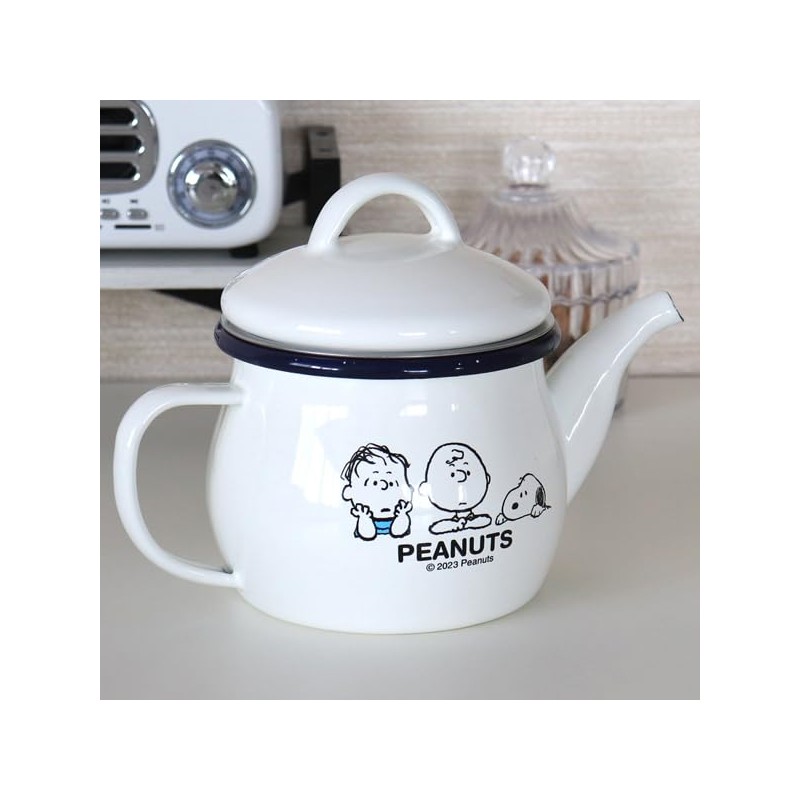Enameled Peanuts Enamel Teapot (with Strainer) White Size: Approx. W