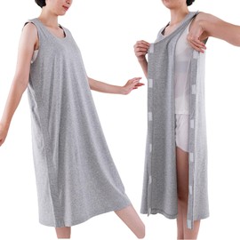 SOEDZUNG Post Surgical Recovery Shirt Long Sleeveless Vest for Shoulder Breast Surgery Chemo Port Access with Full Open Snap Buttons(Gray,XL)