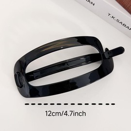 French Concord Curved Hair Clips - 4Pcs Plastic Bun Ponytail Oval Clips, Flat Claw No Slip Duckbill Clips for Hair