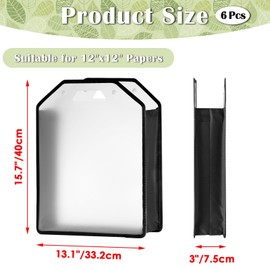 BTSKY 6 Pack 12x12 Scrapbook Paper Storage Organizer, Portable Scrapbook Organizer with Buckle, Expanding Paper Folio Plastic File Organizer for Holding Scrapbook, Vinyl, Craft Paper, Cardstock(Black)