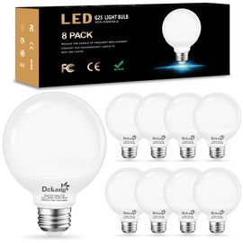 Dekang 8 Pack E26 Base Bathroom Light Bulbs 3000K Soft White, G25 LED Globe Light Bulbs 60Watt Incandescent Equivalent, Round Light Bulb for Vanity Mirror, 5W, 500LM, Non-Dimmable