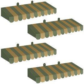 Boao 4 Pack Circus Awning Decoration 3D Stripe Cardboard Awning Carnival Wall Decor Circus Party Favors for Lemonade Stand Bakery Ice Cream Truck Bulletin Board Decor(Green)