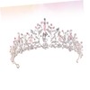NIYANGLE Decorative Crystal Alloy Wedding Tiara Silver Pink Bridal Crown