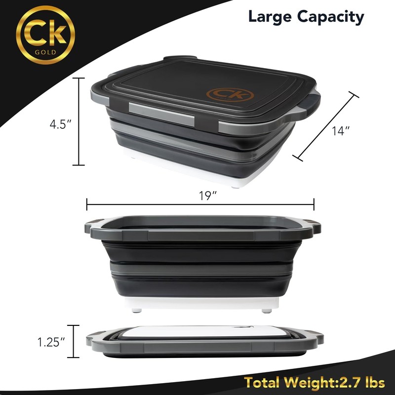 New LARGE Collapsible BBQ Prep Tub wtih LOCKING Lid &