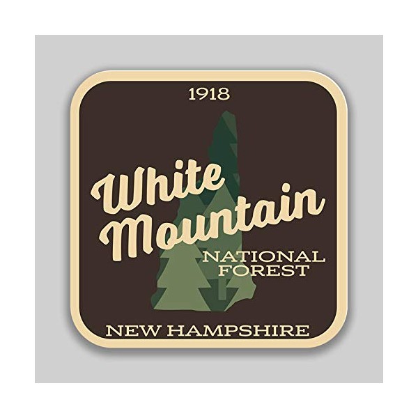JMM Industries White Mountain National Forest New Hampshire Maine Vinyl Decal Sticker Car Window Bumper 2-Pack 4-Inches 4-Inches Premium Quality UV -Protective Laminate PDS1486